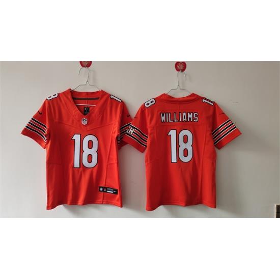 Youth Chicago Bears 18 Caleb Williams Orange 2024 Draft F U S E Vapor Stitched Football Jersey