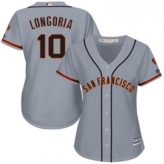 Womens Majestic San Francisco Giants 10 Evan Longoria Authentic Grey Road Cool Base MLB Jersey