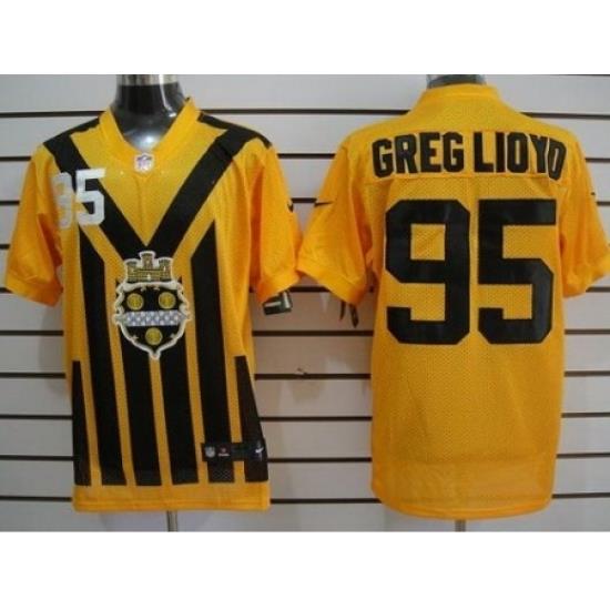 Nike Pittsburgh Steelers 95 Greg Lloyd Yellow Elite 1933s Throwback NFL Jersey