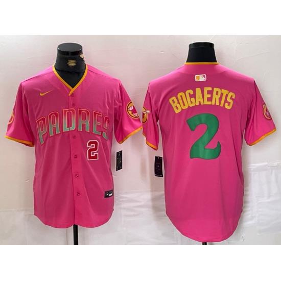 Men San Diego Padres 2 Xander Bogaerts Pink Cool Base Stitched Baseball Jersey 3