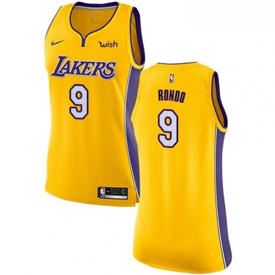 Womens Nike Los Angeles Lakers 9 Rajon Rondo Swingman Gold NBA Jersey Icon Edition