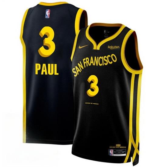 Men Golden State Warriors 3 Chris Paul Black 2023 24 City Edition Stitched Basketball Jersey