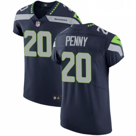 Mens Nike Seattle Seahawks 20 Rashaad Penny Navy Blue Team Color Vapor Untouchable Elite Player NFL Jersey