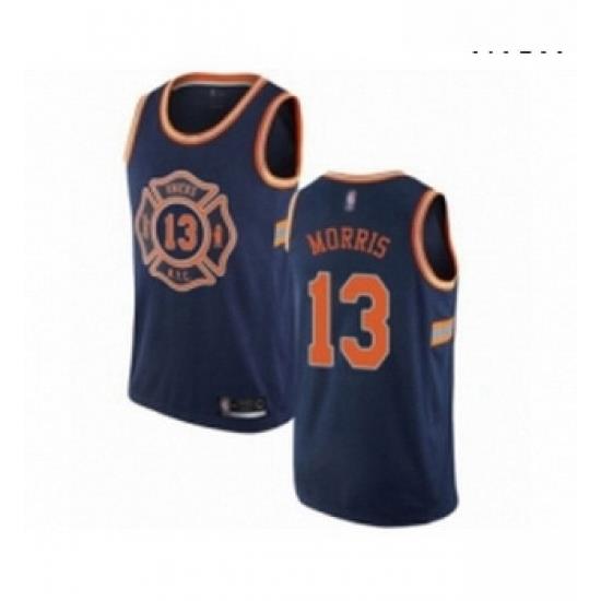 Mens New York Knicks 13 Marcus Morris Authentic Navy Blue Basketball Jersey City Edition