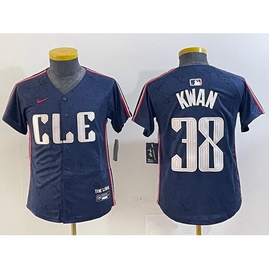 Youth Cleveland Guardians 38 Steven Kwan Navy 2024 City Connect Limited Stitched Baseball Jersey 3