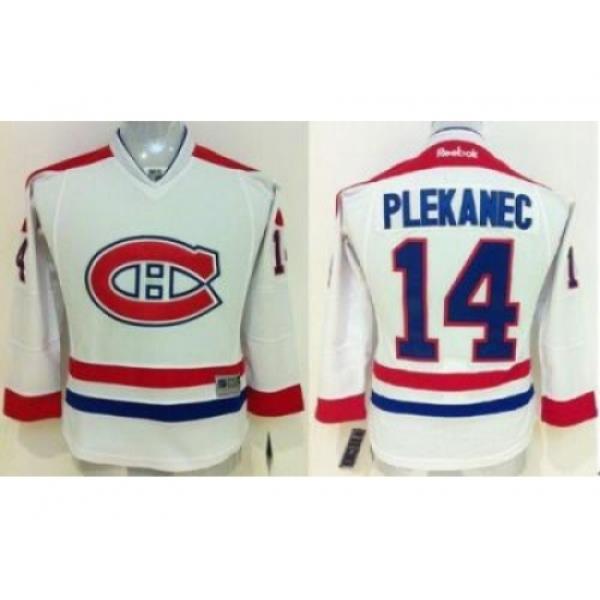 Youth Montreal Canadiens #14 Tomas Plekanec White Stitched NHL Jersey
