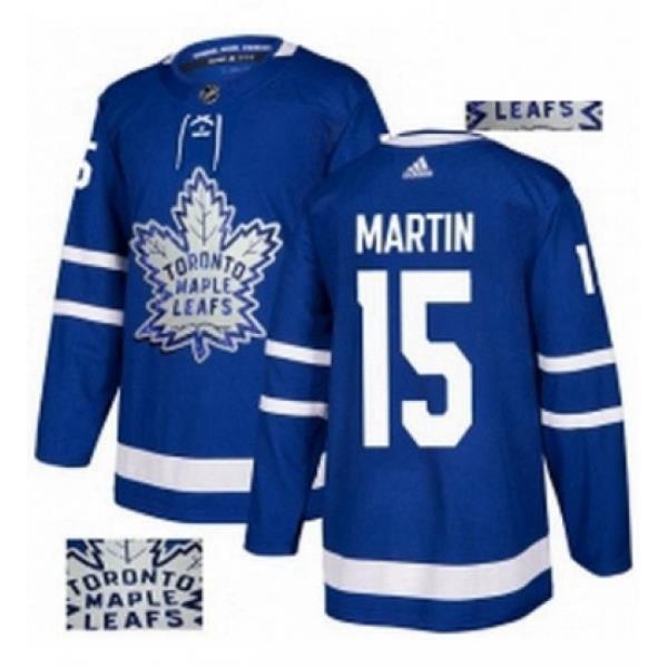 Mens Adidas Toronto Maple Leafs 15 Matt Martin Authentic Royal Blue Fashion Gold NHL Jersey