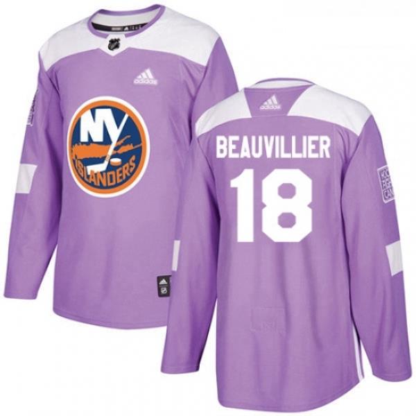 Youth Adidas New York Islanders 18 Anthony Beauvillier Authentic Purple Fights Cancer Practice NHL Jersey
