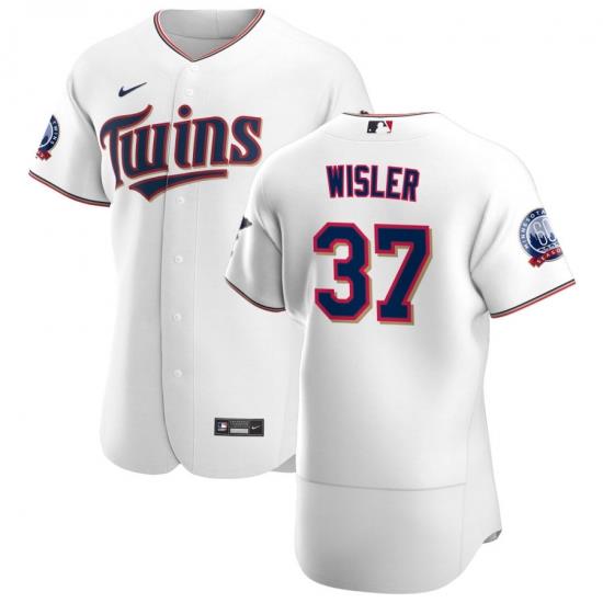 Men Minnesota TWins 37 Matt Wisler Men Nike White Home 2020 60th Season Flex Base Team MLB Jersey