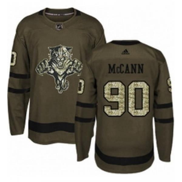 Youth Adidas Florida Panthers 90 Jared McCann Premier Green Salute to Service NHL Jersey