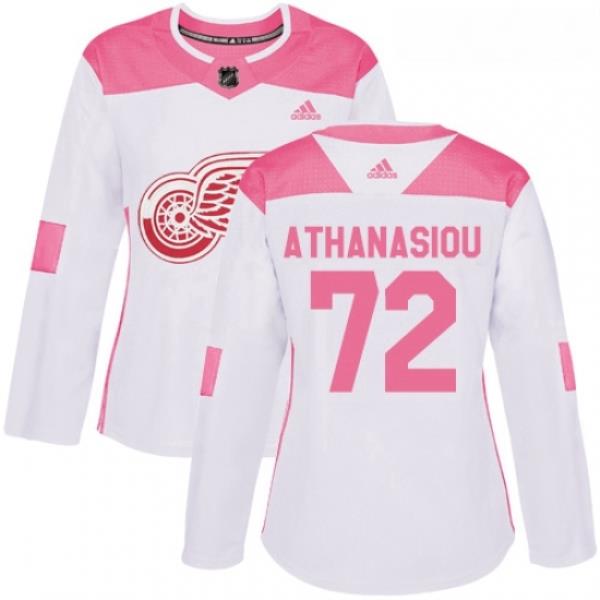 Womens Adidas Detroit Red Wings 72 Andreas Athanasiou Authentic WhitePink Fashion NHL Jersey