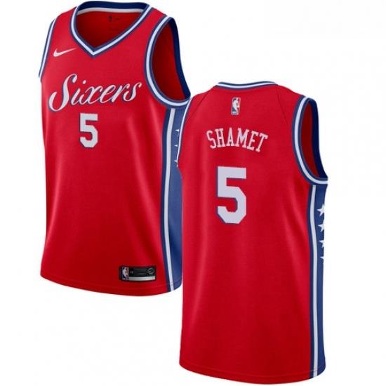 Womens Nike Philadelphia 76ers 5 Landry Shamet Authentic Red NBA Jersey Statement Edition