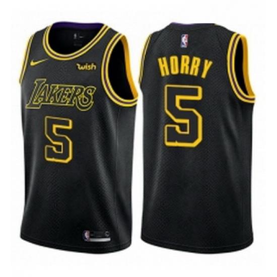 Womens Nike Los Angeles Lakers 5 Robert Horry Swingman Black NBA Jersey City Edition