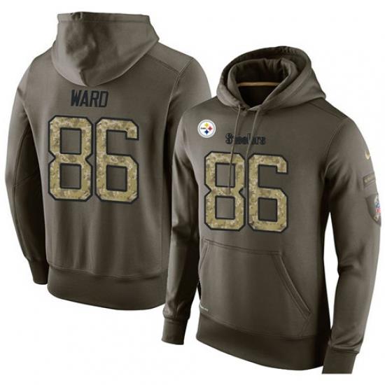 NFL Nike Pittsburgh Steelers 86 Hines Ward Green Salute To Service Mens Pullover Hoodie