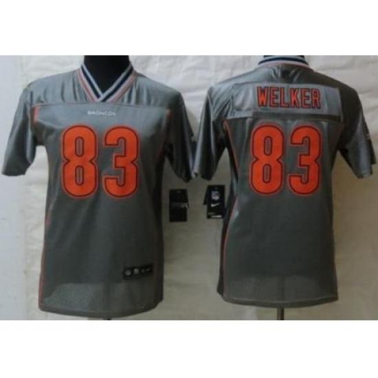 Youth Nike Denver Broncos 83 Wes Welker Grey Jersey(Vapor Elite)