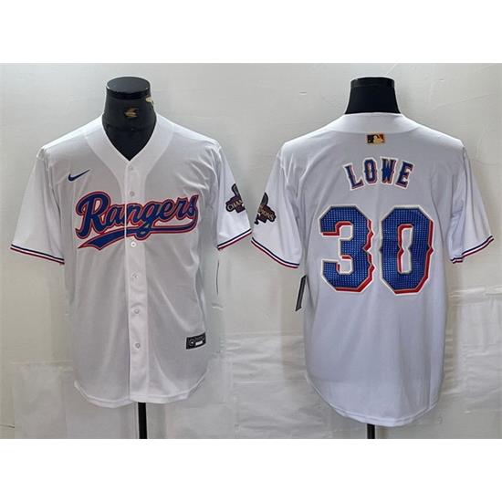 Men Texas Rangers 30 Nathaniel LoWe White Gold Cool Base Stitched Baseball Jersey