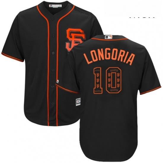 Mens Majestic San Francisco Giants 10 Evan Longoria Authentic Black Team Logo Fashion Cool Base MLB Jersey
