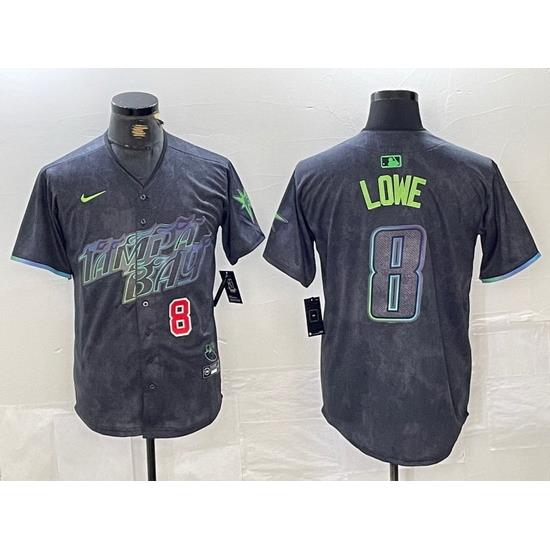 Men Tampa Bay Rays 8 Brandon LoWe Charcoal 2024 City Connect Limited Stitched jerseys 1