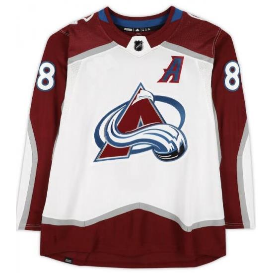 Adidas Colorado Avalanche 8 Cale Makar White Road Authentic With A Patch Stitched NHL Jersey