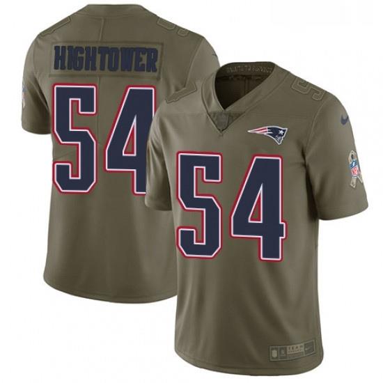Mens Nike NeW England Patriots 54 Donta HightoWer Limited Olive 2017 Salute to Service NFL Jersey