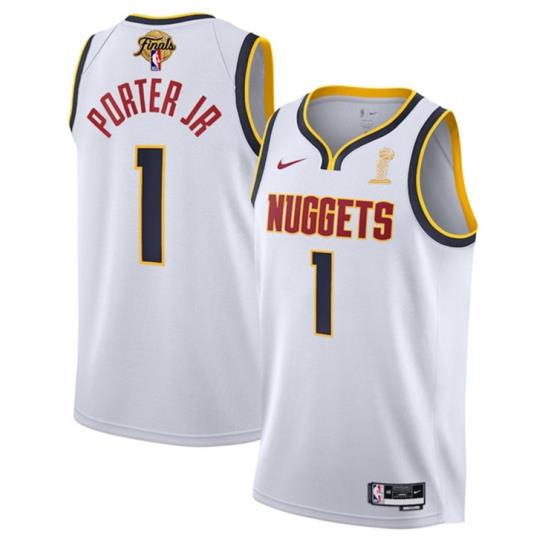 Men Denver Nuggets 1 Michael Porter Jr  White 2023 Finals Association Edition Stitched Basketball Jersey