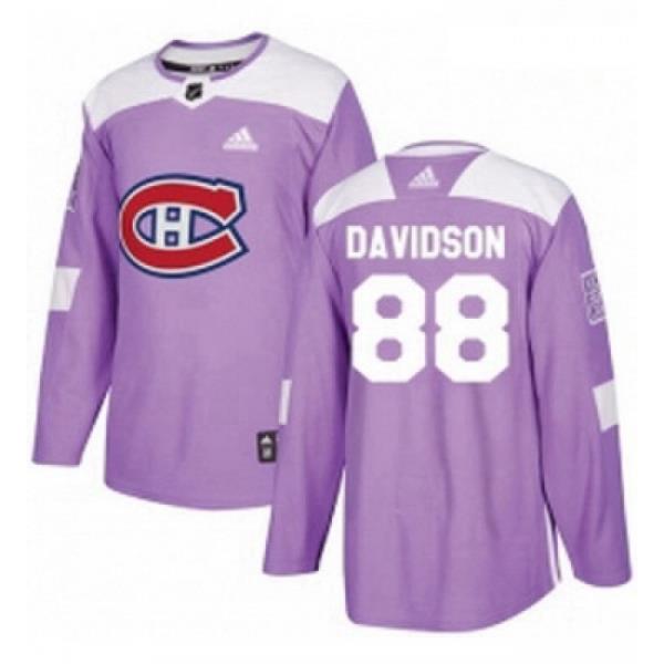 Youth Adidas Montreal Canadiens 88 Brandon Davidson Authentic Purple Fights Cancer Practice NHL Jersey
