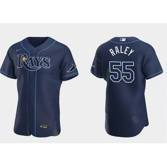 Men Tampa Bay Rays 55 Luke Raley Navy Flex Base Stitched Jersey