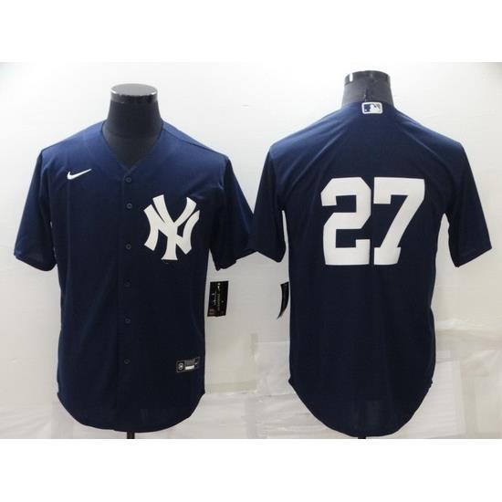 Men NeW York Yankees 27 Giancarlo Stanton Navy Cool Base Stitched jersey