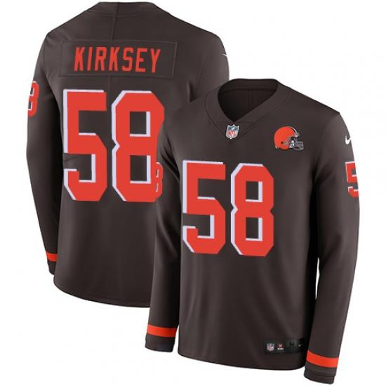 Nike Browns #58 Christian Kirksey Brown Team Color Men Stitched NFL Limited Therma Long Sleeve Jersey