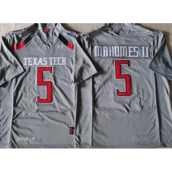 Men Texas Tech Gray Patrick Mahomes #5 Football Stitched Team Jersey