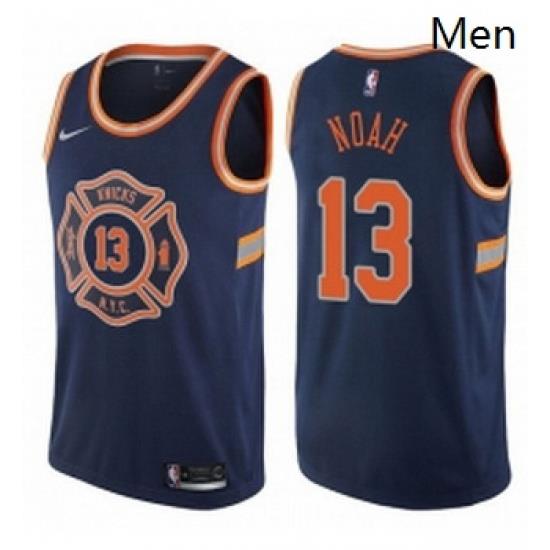 Mens Nike New York Knicks 13 Joakim Noah Swingman Navy Blue NBA Jersey City Edition