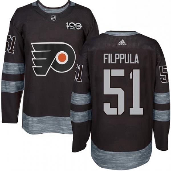 Mens Adidas Philadelphia Flyers 51 Valtteri Filppula Authentic Black 1917 2017 100th Anniversary NHL Jersey
