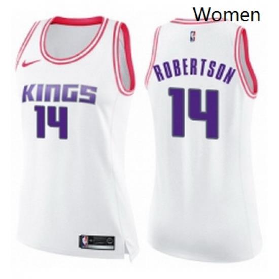 Womens Nike Sacramento Kings 14 Oscar Robertson Swingman WhitePink Fashion NBA Jersey