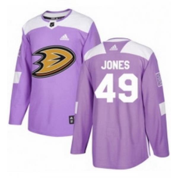 Youth Adidas Anaheim Ducks 49 Max Jones Authentic Purple Fights Cancer Practice NHL Jersey