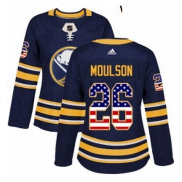 Womens Adidas Buffalo Sabres 26 Matt Moulson Authentic Navy Blue USA Flag Fashion NHL Jersey