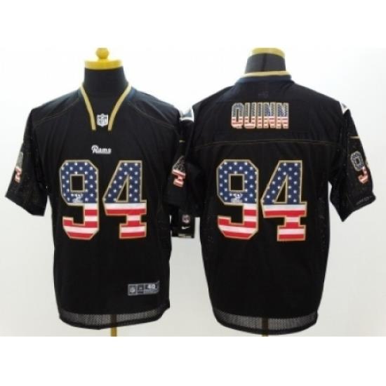 Nike St. Louis Rams 94 Robert Quinn Black Elite USA Flag Fashion NFL Jersey