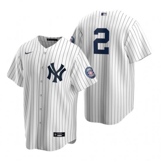 Mens Nike NeW York Yankees 2 Derek Jeter White 2020 Hall of Fame Induction Stitched Baseball Jerse