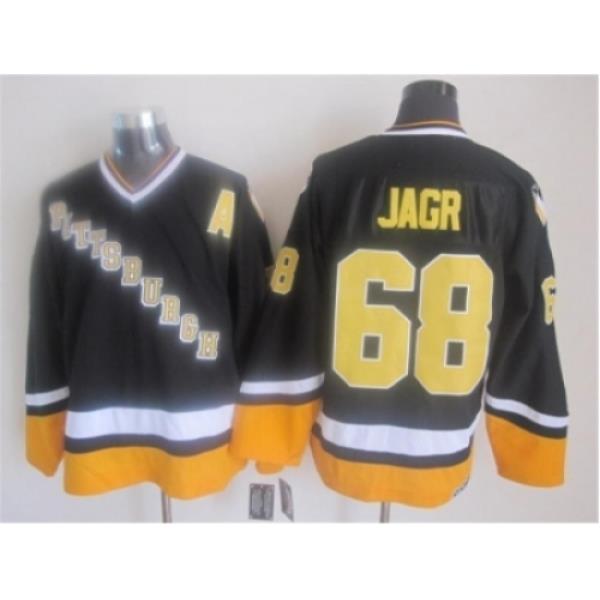 NHL Pittsburgh Penguins #68 jagr black-yellow jerseys