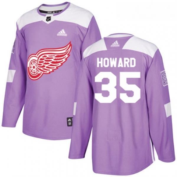 Youth Adidas Detroit Red Wings 35 Jimmy Howard Authentic Purple Fights Cancer Practice NHL Jersey