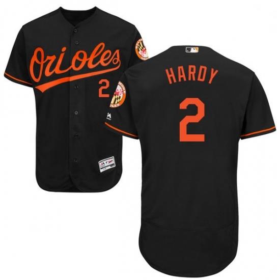 Mens Majestic Baltimore Orioles 2 JJ Hardy Black Alternate Flex Base Authentic Collection MLB Jersey