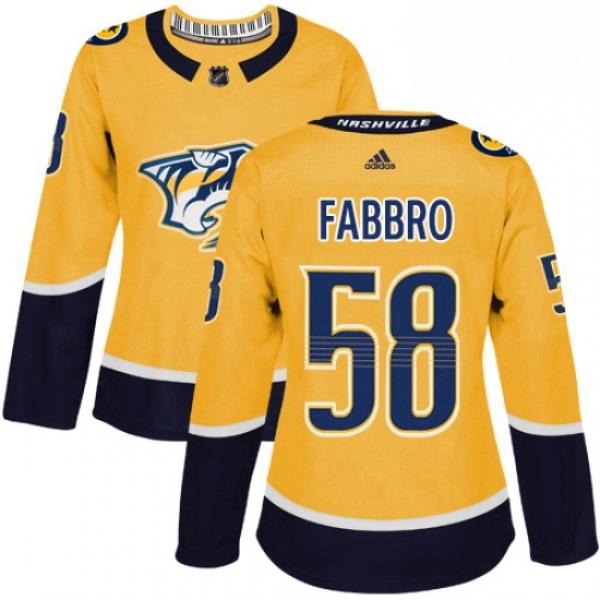 Womens Adidas Nashville Predators 58 Dante Fabbro Authentic Gold Home NHL Jersey