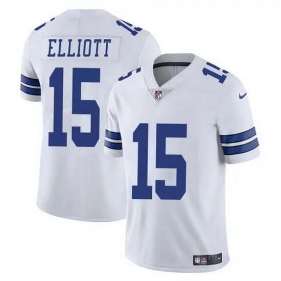 Men Dallas Cowboys 15 Ezekiel Elliott White Vapor Untouchable Limited Stitched Football Jersey