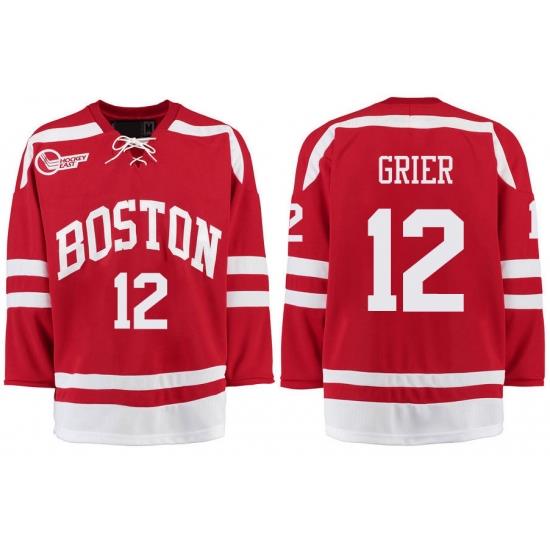 Boston University Terriers BU 12 Mike Grier Red Stitched Hockey Jersey