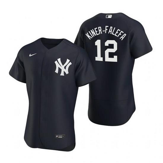 Men New York Yankees 12 Isiah Kiner Falefa Black Flex Base Stitched jersey
