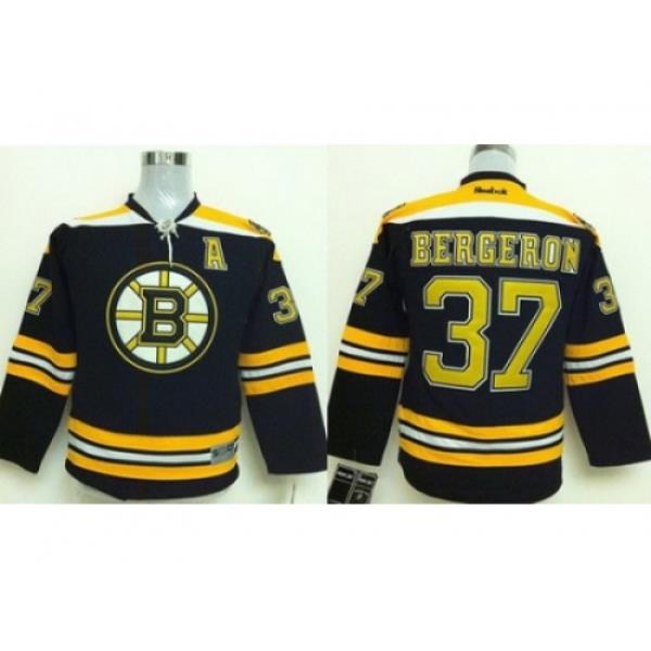 Kids Boston Bruins 37 Patrice Bergeron Black NHL Hockey Jerseys