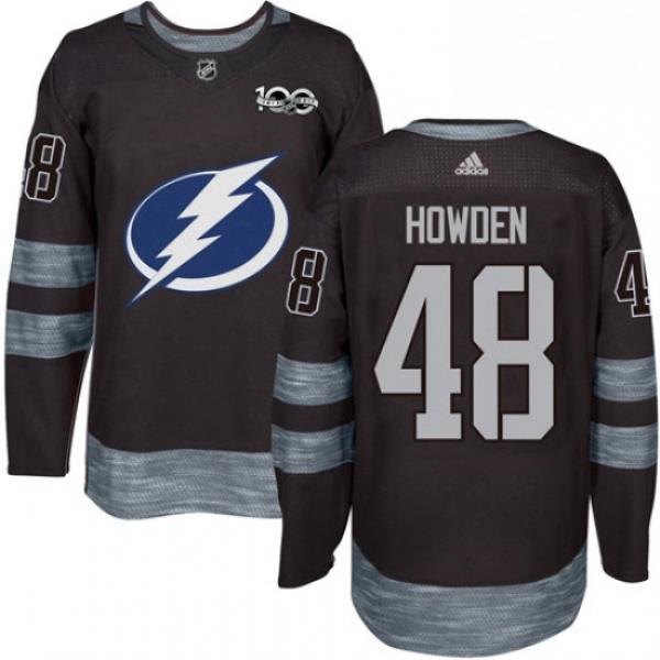 Mens Adidas Tampa Bay Lightning 48 Brett Howden Authentic Black 1917 2017 100th Anniversary NHL Jersey