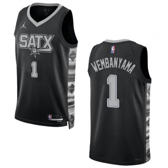 Men San Antonio Spurs #1 Victor Wembanyama 2022-23 Black Stitched Jersey