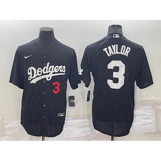 Men Los Angeles Dodgers 3 Chris Taylor Black Cool Base Stitched Baseball Jerseyy