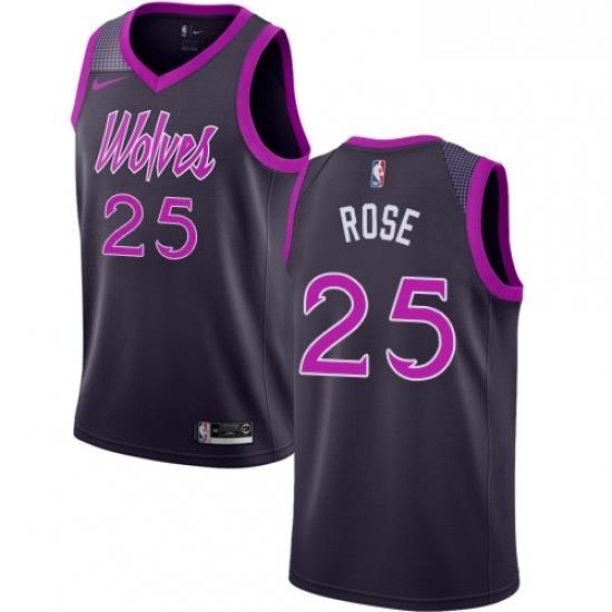 Womens Nike Minnesota Timberwolves 25 Derrick Rose Swingman Purple NBA Jersey City Edition