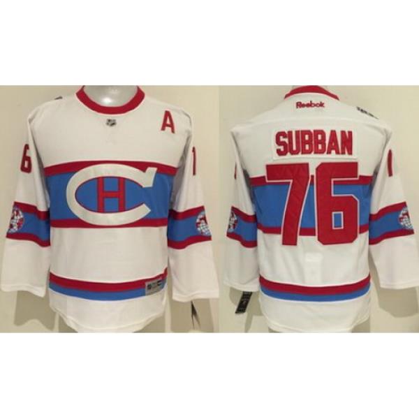 Canadiens #76 P K Subban White 2016 Winter Classic Stitched Youth NHL Jersey